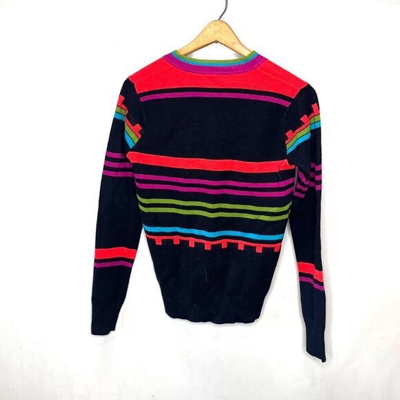Obermeyer Womens V-Neck Striped Sweater Size S 70% Acrylic 30% Wool Multicolor - Picture 3 of 3